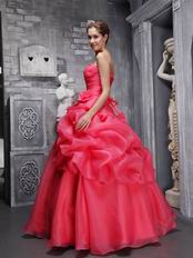 Coral Pink Ball Gown 15th Quinceanera Dress With Handmade Flower