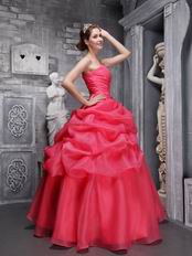 Coral Pink Ball Gown 15th Quinceanera Dress With Handmade Flower