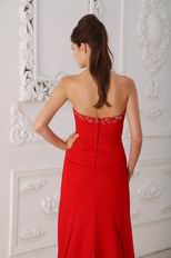 Designer Prom Dress With Sweetheart Red Split Chiffon Skirt