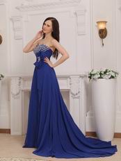 Royal Blue Chiffon Women In Cheap Formal Dresses With High Slit