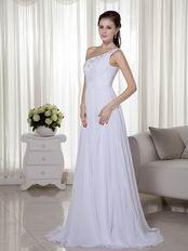 One Shoulder Designer White Skirt Top 2014 Prom Dress