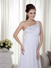 One Shoulder Designer White Skirt Top 2014 Prom Dress