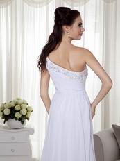 One Shoulder Designer White Skirt Top 2014 Prom Dress