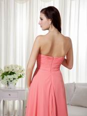 Watermelon Low Front High Back Prom Dress Chiffon Fabric