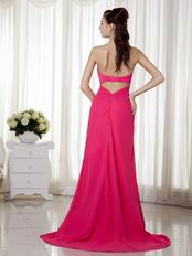 Fuchsia Crystals Emberllish Top Prom Dress With Front Slit Skirt