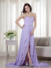 2014 New Arrival Lavender Prom Dress With Detachable High Low Skirt