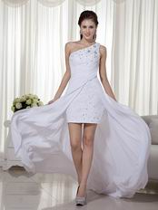 Criss Cross Back One Shoulder High-low White Chiffon Prom Dress