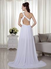 Criss Cross Back One Shoulder High-low White Chiffon Prom Dress