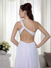 Criss Cross Back One Shoulder High-low White Chiffon Prom Dress