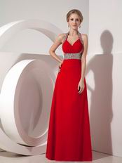 Stylish Halter Top Neck Dark Red Prom Dress At Cheap Prices