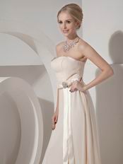 Cream Chiffon Strapless Floor Length Ready To Prom Wear