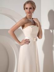 Cream Chiffon Strapless Floor Length Ready To Prom Wear