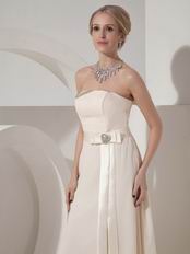 Cream Chiffon Strapless Floor Length Ready To Prom Wear