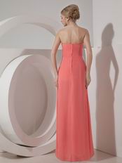 Watermelon Chiffon 2014 Prom Dress With Beading Emberllish