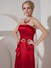 Wine Red Column Strapless Floor-length Prom Dress For 2014