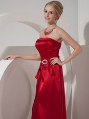 Wine Red Column Strapless Floor-length Prom Dress For 2014