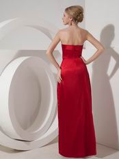 Wine Red Column Strapless Floor-length Prom Dress For 2014