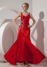 Elegant Spaghetti Straps Dark Red Cache Amazing Prom Dress