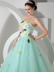 Pale Turquoise La Femme Prom Dress With Colorful Flowers