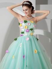 Pale Turquoise La Femme Prom Dress With Colorful Flowers