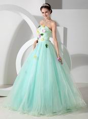 Pale Turquoise La Femme Prom Dress With Colorful Flowers