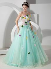 Pale Turquoise La Femme Prom Dress With Colorful Flowers