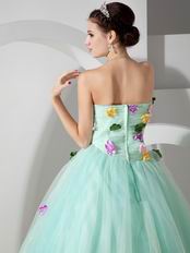 Pale Turquoise La Femme Prom Dress With Colorful Flowers