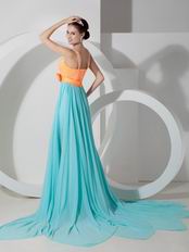 Straps V-neckline Colorful Aqua Skirt Long Prom Dress