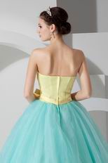 Pale Turquoise Strapless Floor Length Puffy Colorful Prom Gown
