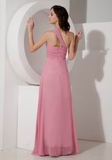Salmon Red One Shoulder Chiffon 2014 Prom Party Dress