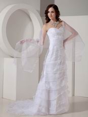 Fashionable Layers Cascade Skirt White Prom Party Dress