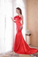 Scarlet Mermaid Strapless Prom Dress With Handcrafted Flowers