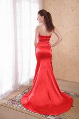 Scarlet Mermaid Strapless Prom Dress With Handcrafted Flowers