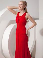 2014 New Arrival Side Zipper Wine Red Chiffon Prom Dress