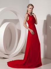 2014 New Arrival Side Zipper Wine Red Chiffon Prom Dress