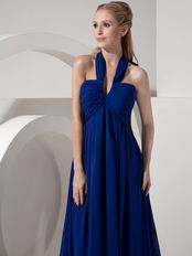 Halter Watteau Train Royal Blue 2014 Top Designer La Prom Dress