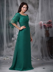 Dark Green Mother of the Bride Dress With Lace Half Sleeves Modest