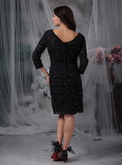 V-neck 3/4 Sleeves Black Lace Mother of the Bride Dress Modest