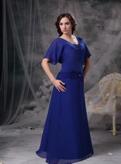 Square Neck Royal Blue Chiffon Mother Of The Bride Dress Unique Modest