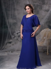 Square Neck Royal Blue Chiffon Mother Of The Bride Dress Unique Modest