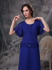 Square Neck Royal Blue Chiffon Mother Of The Bride Dress Unique Modest