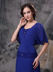 Square Neck Royal Blue Chiffon Mother Of The Bride Dress Unique Modest