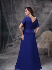 Square Neck Royal Blue Chiffon Mother Of The Bride Dress Unique Modest