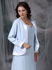 Baby Blue Half Sleeves Mather Of Bride Dress With Bordure Coat Modest