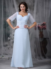 Baby Blue Half Sleeves Mather Of Bride Dress With Bordure Coat Modest