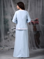 Baby Blue Half Sleeves Mather Of Bride Dress With Bordure Coat Modest