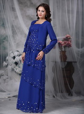 Spaghetti Straps Royal Chiffon Mather Of Bride Dress and Coat Modest