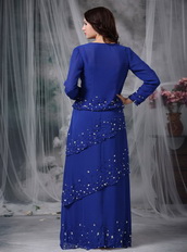 Spaghetti Straps Royal Chiffon Mather Of Bride Dress and Coat Modest