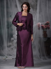 Dark Purple Lace Up Mather Of Bride Dress And Coat Modest