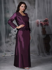 Dark Purple Lace Up Mather Of Bride Dress And Coat Modest